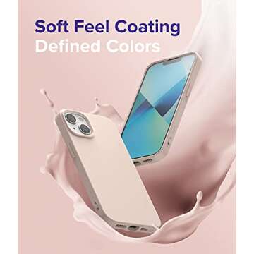 Ringke Compatible with iPhone 13 Case, Air-S Silicone Type Shockproof Flexible Matte TPU Thin Full Protection Phone Cover for 6.1-inch (2021) - Pink Sand