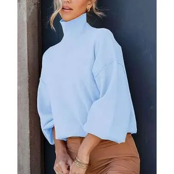 ARTFREE Fall Sweatshirts for Women Lantern Sleeve Pullover Sweaters Warm