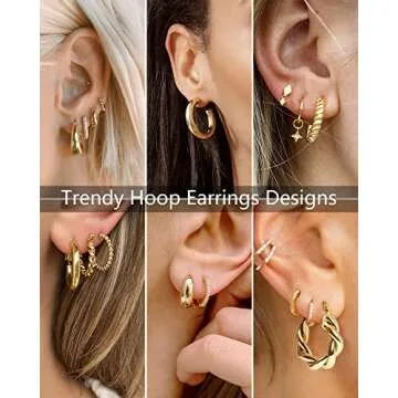 Adoyi Gold Hoop Earrings Set - Stylish 14K Gold Plated Jewelry