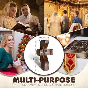 Cross My Heart,Wooden Cross,Encouragement Gift Stress Relief Cross,Prayer Cross for Hand,Pocket Cross Christian Gifts for Women and Fidget Toys for Children and Adults(Black 1Pcs)