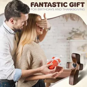 Cross My Heart,Wooden Cross,Encouragement Gift Stress Relief Cross,Prayer Cross for Hand,Pocket Cross Christian Gifts for Women and Fidget Toys for Children and Adults(Black 1Pcs)