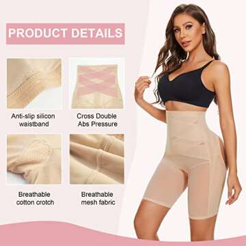 AOSBOEI Tummy Control Shapewear Butt Lifter Panties High Waisted Shorts Body Shaper Under Dress Slip...