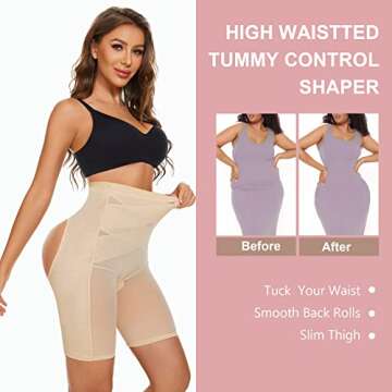 AOSBOEI Tummy Control Shapewear Butt Lifter Panties High Waisted Shorts Body Shaper Under Dress Slips Seamless Thigh Slimmer