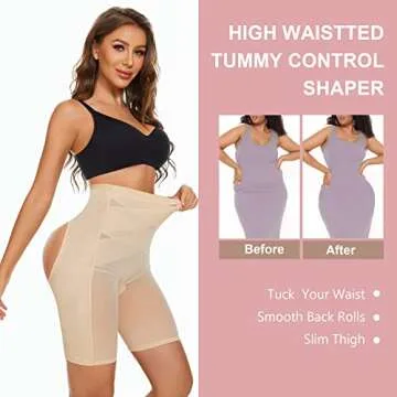 AOSBOEI Tummy Control Shapewear Butt Lifter Panties High Waisted Shorts Body Shaper Under Dress Slips Seamless Thigh Slimmer