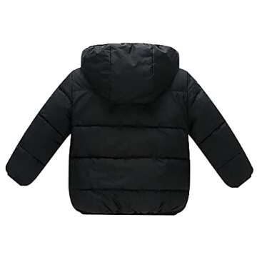 Baby Girls Boys' Winter Fleece Jackets with Hooded Toddler Cotton Dress Warm Lined Coat Outer Clothing (Black, 1-2T)
