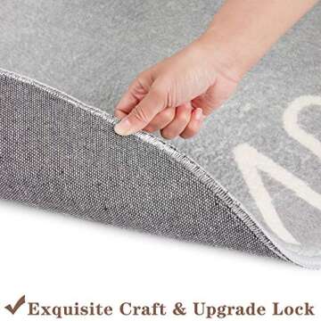 Topotdor Round Kids Play Rug Alphabet Nursery Area Rug Extra Large Soft Crawling Play Mat for Children Toddlers Bedroom (63 inch, Grey)