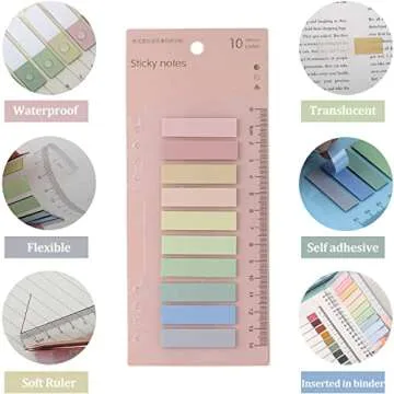 3 Pack 460 Pieces Index Tabs with Ruler, Writable and Repositionable File Tabs Flags Colored Page Markers Labels for Reading Notes, Books and Classify Files