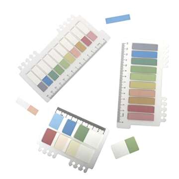 3 Pack 460 Pieces Index Tabs with Ruler, Writable and Repositionable File Tabs Flags Colored Page Markers Labels for Reading Notes, Books and Classify Files