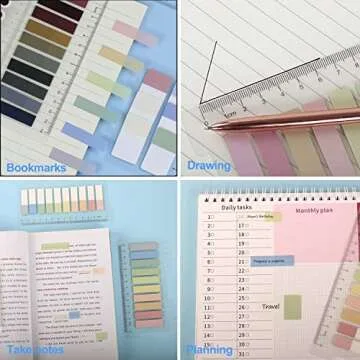 3 Pack 460 Pieces Index Tabs with Ruler, Writable and Repositionable File Tabs Flags Colored Page Markers Labels for Reading Notes, Books and Classify Files