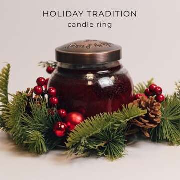 A Cheerful Giver Small Wreath Candle Ring Holiday Tradition Artificial Floral Decor for Candles Cent...