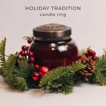 A Cheerful Giver Small Wreath Candle Ring Holiday Tradition Artificial Floral Decor for Candles Cent...