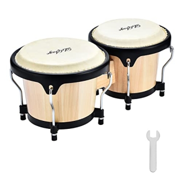 LeSage Bongos Drum Set for Kids and Beginners, 4" & 5" Natural Wood