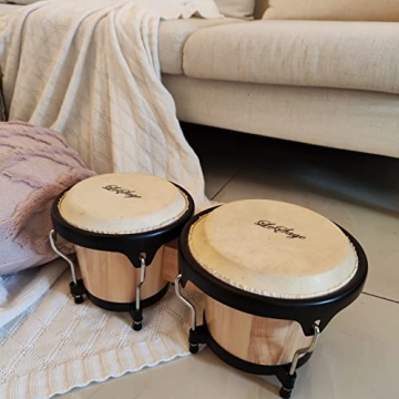 LeSage Bongos Drum Set for Kids and Beginners, Natural Wood