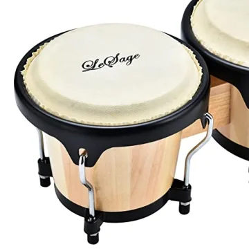 LeSage Bongos Drum Set for Kids and Beginners, Natural Wood