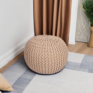 Handcrafted Cotton Braided Pouf Ottoman for Home Decor