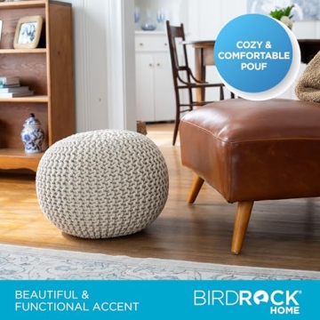 Handcrafted Cotton Braided Pouf Ottoman for Home Decor