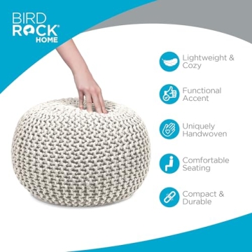 Handcrafted Cotton Braided Pouf Ottoman for Home Decor