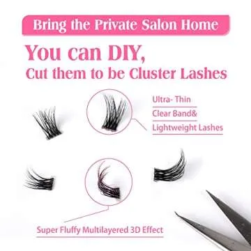 JIMIRE Half Lashes with Clear Band Cat-Eye Lashes Fluffy Wispy Accent False Eyelashes Natural Look Handmade Soft DIY Cluster Lashes Pack 7 Pairs