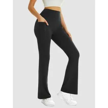 FireSwan Women's Flare Yoga Pants with Pockets High Waist Flared Leggings Bootcut Gym Workout Pants ...