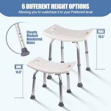 Ez2care Adjustable Shower Chair, Lightweight, Tool-Free Assembly