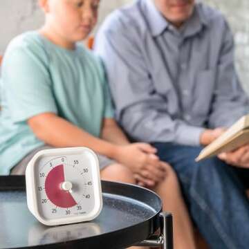 Time Timer Home MOD — 60 Minute Kids Visual Timer Home Edition — For Homeschool Supplies Study Tool, Timer for Kids Desk, Office Desk and Meetings with Silent Operation (Cotton Ball White)