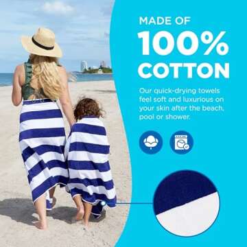 Oversized Beach Towels - Quick-Dry 100% Cotton - Pack of 4