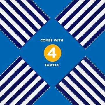 Oversized Beach Towels - Quick-Dry 100% Cotton - Pack of 4