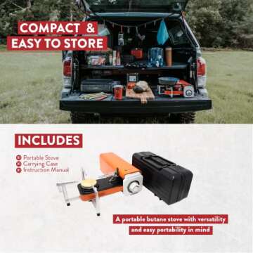 GasOne GS-8300 - Camp Stove Compact Butane Stove with Carrying Case - Foldable Portable Stove