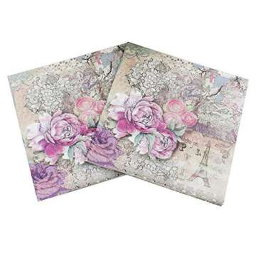 WallyE Graphic Patterns Decoupage Paper Napkins, French Garden Shabby Chic Inspired Chintz Luncheon Cocktail Napkins for Bridal Shower or Wedding, 20 Pack