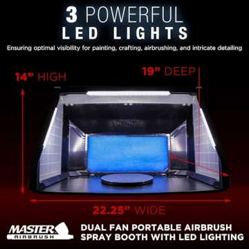 Master Airbrush Extra Large Dual Fan Portable Airbrush Hobby Spray Booth with LED Lighting - 22.25" ...