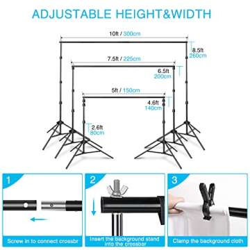Yesker Photography Lighting Umbrella Kit, 6x9ft Green Screen Kit Backdrop Continuous Lighting Umbrel...
