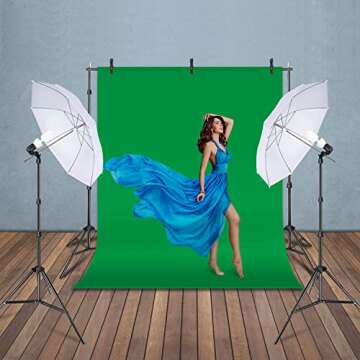 Yesker Photography Lighting Umbrella Kit, 6x9ft Green Screen Kit Backdrop Continuous Lighting Umbrella, 8.5x10ft Background Support System for Studio Photo Portrait Video Streaming