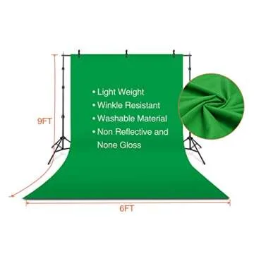 Yesker Photography Lighting Umbrella Kit, 6x9ft Green Screen Kit Backdrop Continuous Lighting Umbrella, 8.5x10ft Background Support System for Studio Photo Portrait Video Streaming