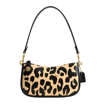 Stylish COACH Leopard Printed Leather Swinger 20 Bag