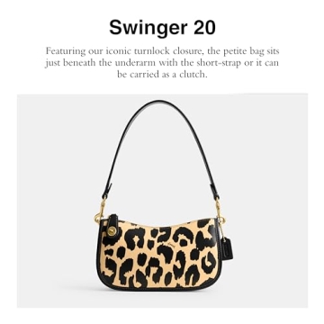Stylish COACH Leopard Printed Leather Swinger 20 Bag