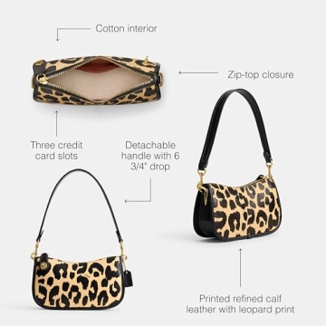 Stylish COACH Leopard Printed Leather Swinger 20 Bag