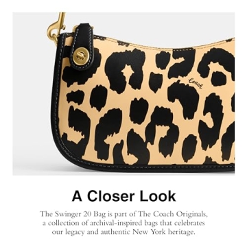 Stylish COACH Leopard Printed Leather Swinger 20 Bag
