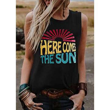 Here Comes The Sun Tank Shirt for Women | Summer Graphic Tee