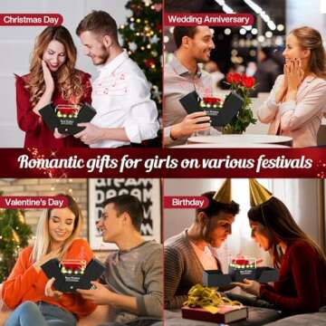 Pasuvsigt Preserved Real Rose with I Love You Heart Necklace 100 Languages with Music&Lights, Romantic Gifts for Women Wife Mom Girlfriend Valentine's Day Mother's Day Birthday Anniversary