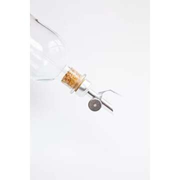 Rail19 Small Clear Glass Mouthwash Dispenser with Metal Pour Spout | Cooking Oil and Vinegar Dispens...