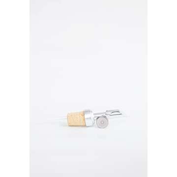 Rail19 Small Clear Glass Mouthwash Dispenser with Metal Pour Spout | Cooking Oil and Vinegar Dispenser - Perfect for The Bathroom, Kitchen and Tabletop, 8oz (Silver)