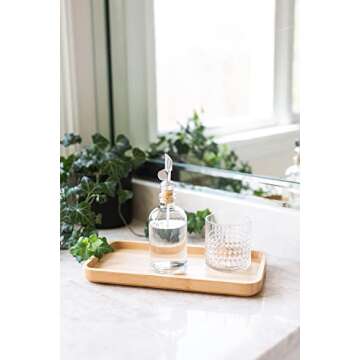 Rail19 Small Clear Glass Mouthwash Dispenser with Metal Pour Spout | Cooking Oil and Vinegar Dispenser - Perfect for The Bathroom, Kitchen and Tabletop, 8oz (Silver)