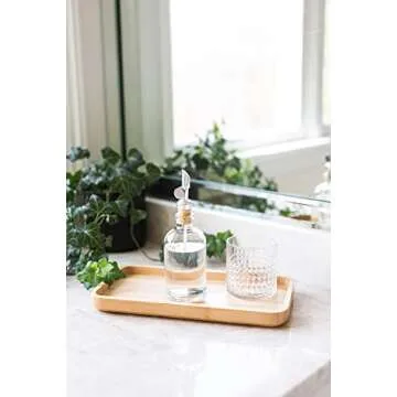 Rail19 Small Clear Glass Mouthwash Dispenser with Metal Pour Spout | Cooking Oil and Vinegar Dispenser - Perfect for The Bathroom, Kitchen and Tabletop, 8oz (Silver)