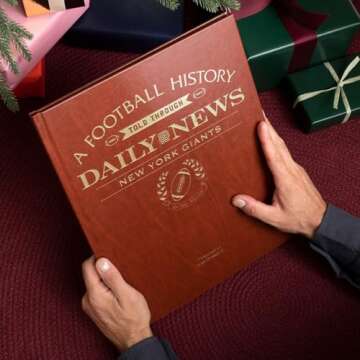 Signature gifts New York Football Personalized History Book - NY Football Fan Gift - A Pro Football History Told Through Newspaper Coverage - Add a Name Gold Foil Embossed for Free - Giants