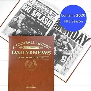 Signature gifts New York Football Personalized History Book - NY Football Fan Gift - A Pro Football History Told Through Newspaper Coverage - Add a Name Gold Foil Embossed for Free - Giants