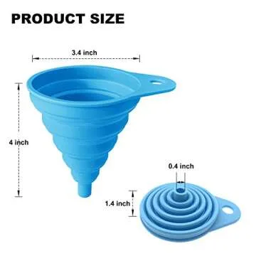 Funnels for Kitchen Use, Food Grade Silicone Collapsible Kitchen Funnel (Blue)