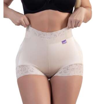 LATINTEX by Fajatex | Colombian Butt Lifter Panties |Tummy Control |Not visible| Fajas Colombianas Medium Waist Shapewear | 952-Beige-L