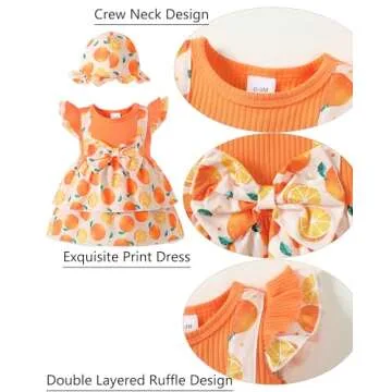 SUNNY PIGGY Baby Girl Summer Dress Infant Outfit Set