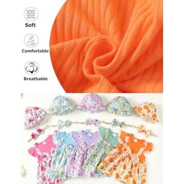 SUNNY PIGGY Baby Girl Summer Dress Infant Outfit Set