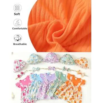SUNNY PIGGY Baby Girl Summer Dress Infant Outfit Set